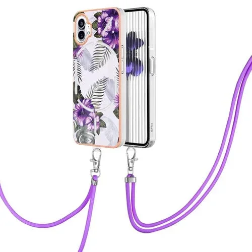 Funda TPU For Nothing Phone 1 Galvanoplastia Imd con Cordón (Flor Morada)