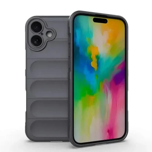 Funda TPU + Franela iPhone 16 Plus Protección Mágica (Gris Oscuro)