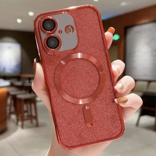 Funda TPU Galvanizada con Purpurina Magsafe para iPhone 16 Plus (Roja)