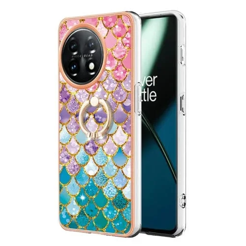 Funda TPU Galvanoplastia IMD con Anillo para OnePlus 11 (Escamas de Colores)
