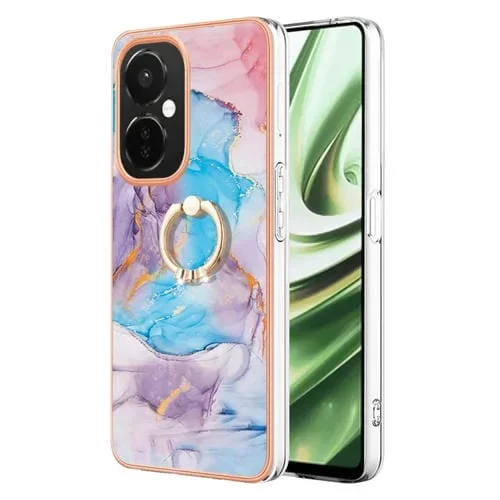 Funda TPU Galvanoplastia IMD con Anillo para OnePlus Nord CE 3 5G y CE 3 Lite 5G (Mármol Azul)