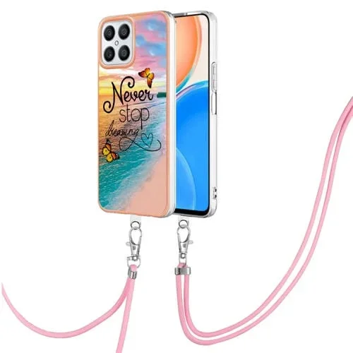 Funda TPU Galvanoplastia Imd para Honor X8 4G con Cordón (Dream Butterfly)