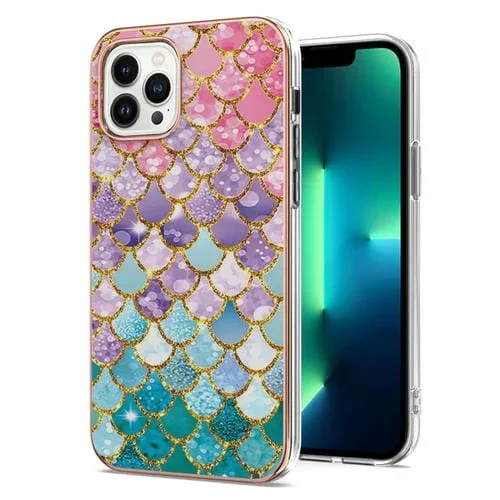 Funda TPU Imd Galvanoplastia para iPhone 16 Pro Max (Escamas de Colores)