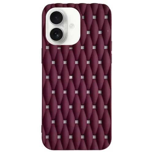 Funda TPU iPhone 16 Color Sólido Tejido Refrescante (Rojo Vino)