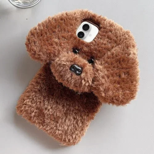 Funda TPU iPhone 16 Plus Diseño Perro de Peluche (Marrón)