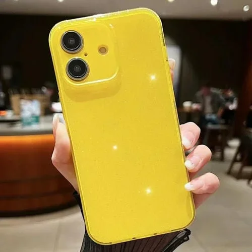 Funda TPU iPhone 16 Plus Purpurina Diseño Colores Sólidos (Amarillo)