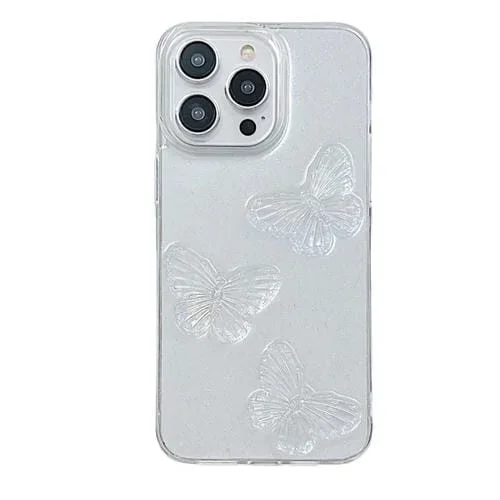 Funda TPU iPhone 16 Pro Diseño Mariposas de Cristal (Transparente)