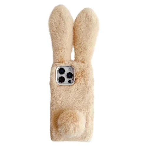 Funda TPU iPhone 16 Pro Max Diseño Conejo Peluche Color Liso (Beige)