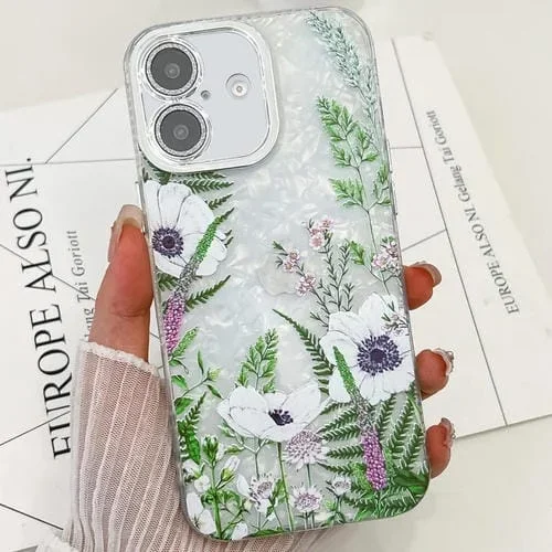 Funda TPU iPhone 16 Textura Plantas y Flores Galvanizadas (Verde)