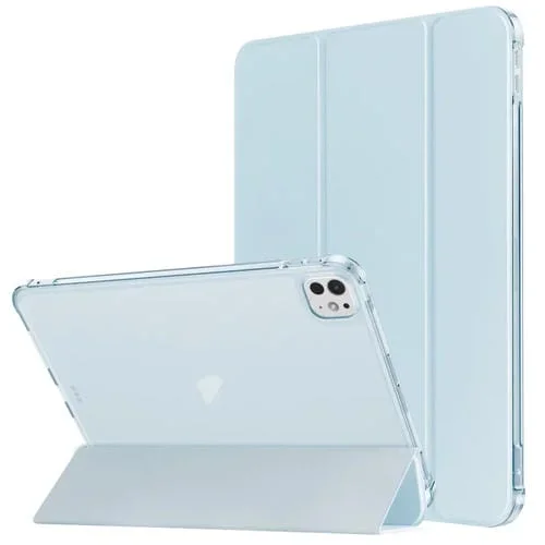 Funda TPU para iPad Pro 11 (2024) Cuero Esmerilado con Ranura para Bolígrafo (Azul Cielo)