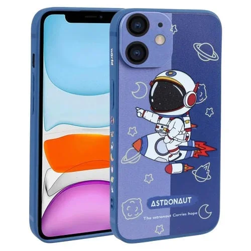 Funda TPU para iPhone 11 Color Contraste Astronaut Pattern (Azul)