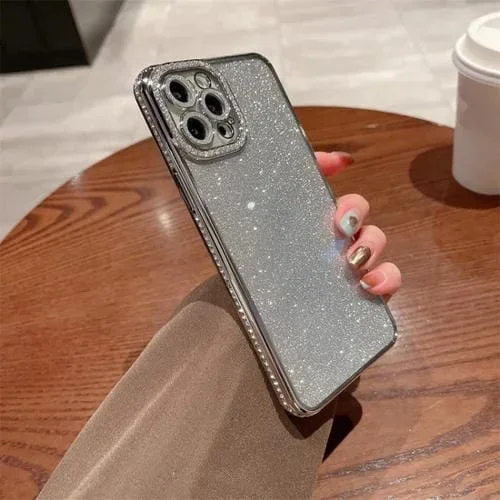 Funda TPU para iPhone 14 Pro Diamond Glitter Función Protección (Plata)