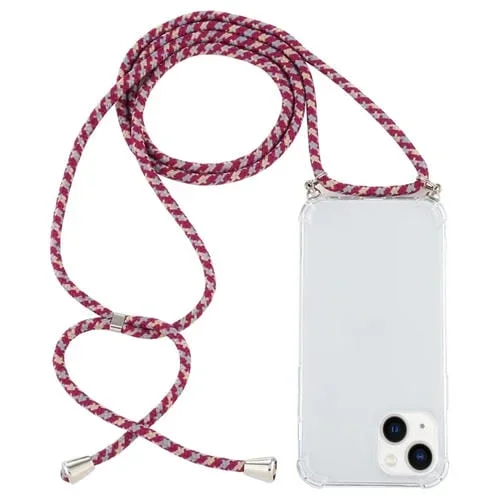 Funda TPU para iPhone 15 Transparente a Prueba de Golpes con Cordón (Rojo, Gris, Amarillo)