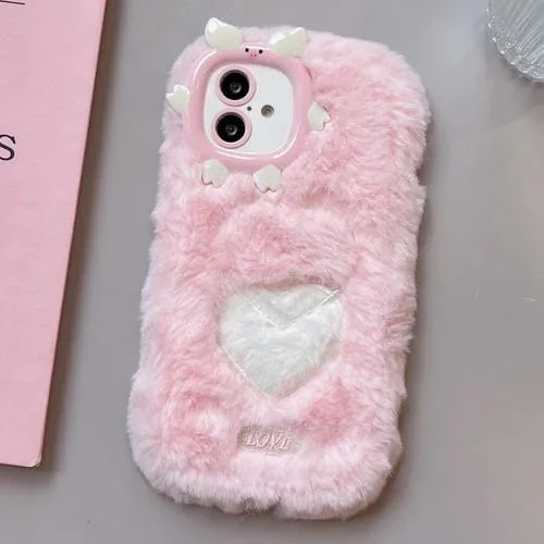 Funda TPU para iPhone 16 con Bordado de Felpa Corazón de Fundación