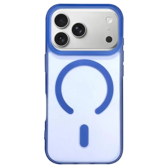 Funda transparente MagSafe de doble cara esmerilada para iPhone 17 Pro Max (azul)