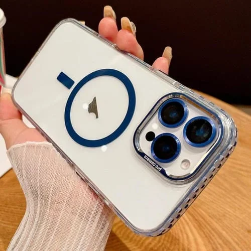 Funda Transparente Magsafe para iPhone 11 Pro con Película para Lente (Azul)