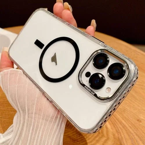 Funda Transparente Magsafe para iPhone 14 Pro con Película para Lente (Negra)