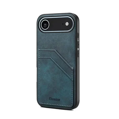 Funda trasera de PU con ranura para dos tarjetas para iPhone 17 Air Denior D09 (azul)