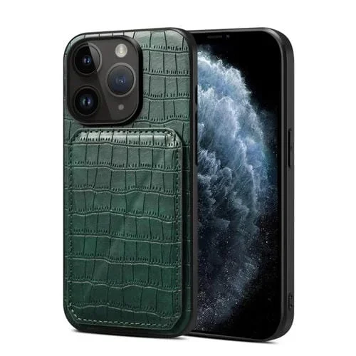 Funda Trasera iPhone 11 Pro Piel de Cocodrilo de Imitación con Soporte (Verde)