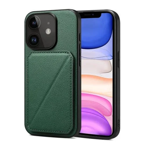 Funda Trasera para iPhone 11 de Piel de Becerro de Imitación con Soporte (Verde)