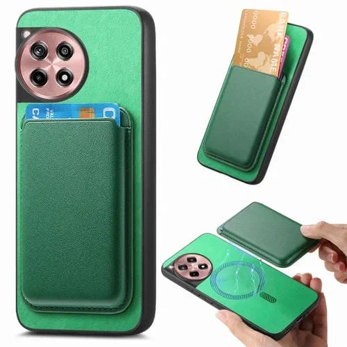 Funda Trasera PU con Tarjetero Magsafe para OnePlus Ace 3/12R 5G (Verde)