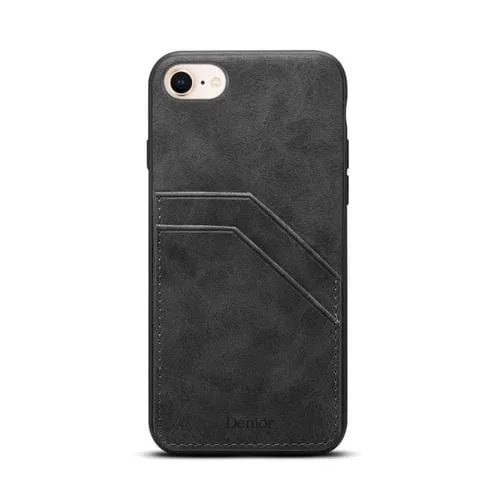 Funda Trasera PU Denior D09 con Ranura para Dos Tarjetas para iPhone 16E (Negra)