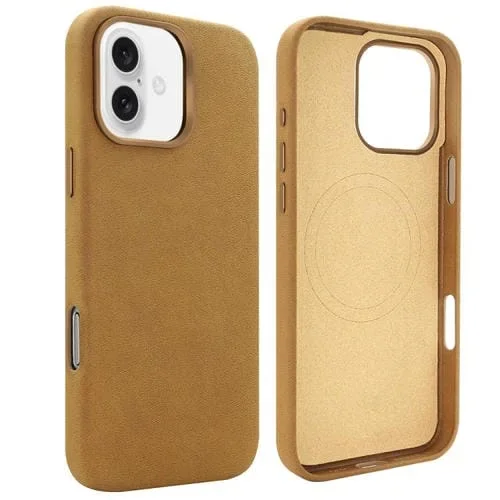 Funda VIETAO de piel sintética MagSafe para iPhone 16 (marrón claro)