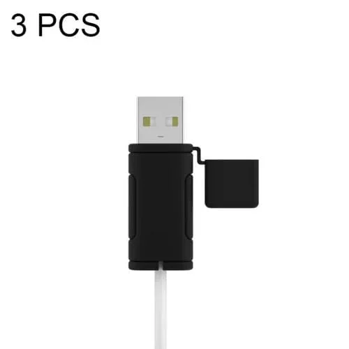 Fundas de Silicona para Cable de Datos Apple USB (Negro) 3 unidades