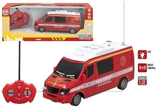 Furgón bomberos radiocontrol luz y sonidos 36x13x10