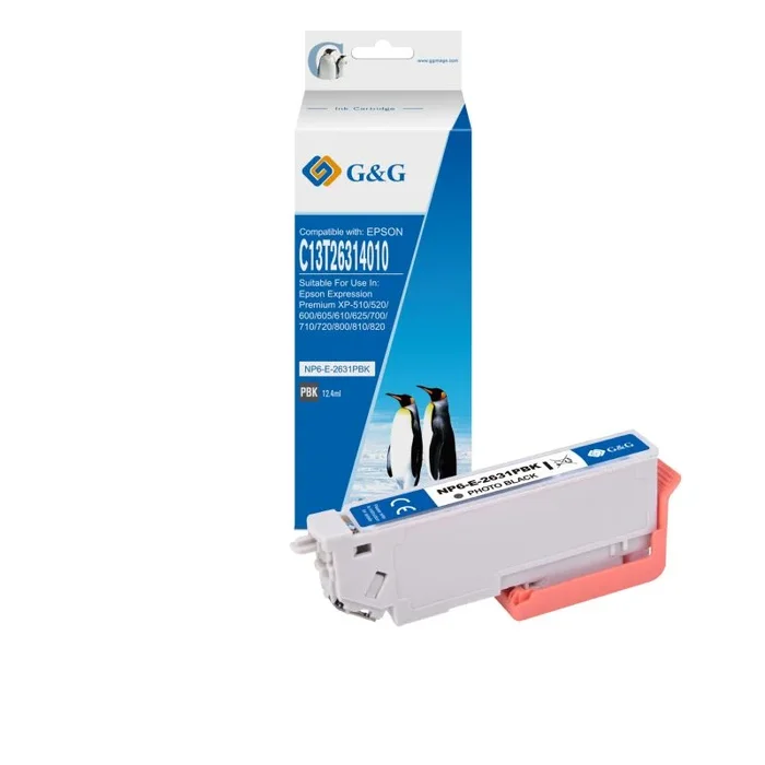 G&g epson t2631/t2611 (26xl) negro photo cartucho de tinta generico – reemplaza c13t26314012/c13t26114012