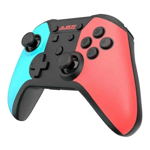 Gamepad inalámbrico Ajazz Ag180 modo dual Bluetooth y cable para Switch, PC, Android e iOS (Azul y Rojo)