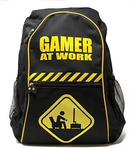 Gamer at Work Large Black & Yellow Backpack 48cm x 40cm School Work Rucksack