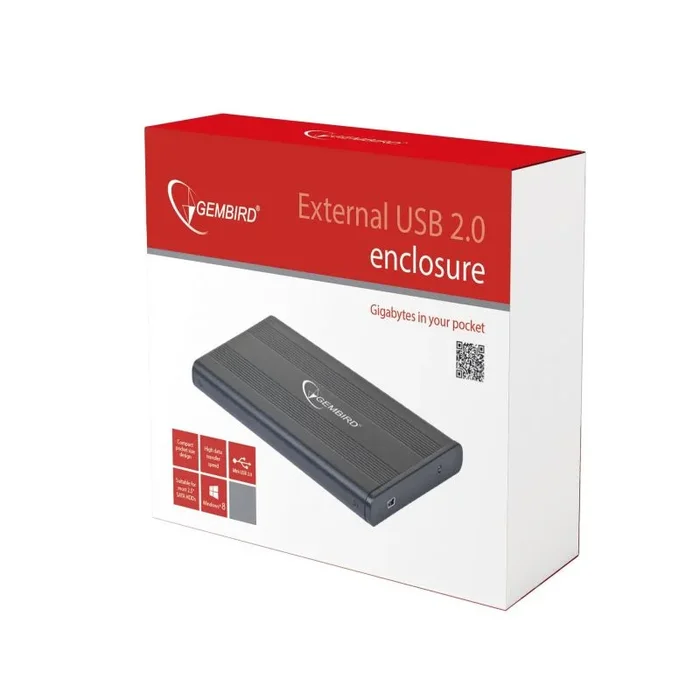 Gembird EE2-U2S-5 caja para disco duro externo Caja de disco duro (HDD) Negro 2.5″