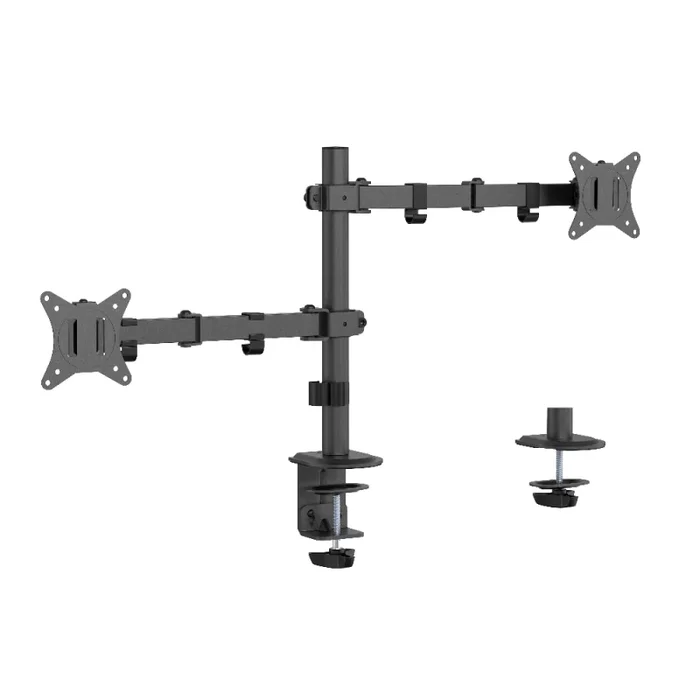 Gembird ma-d2-03 brazo ajustable para monitor doble montado en escritorio, 17”-32”, negro