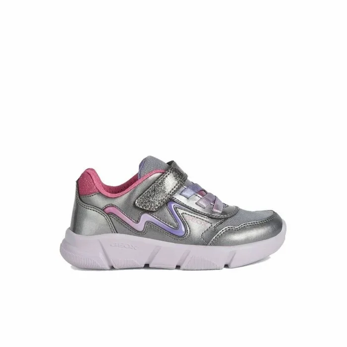Geox J Aril Girl A, Sneakers para Niña, Multicolor (Dk Silver/Lilac), 32 EU