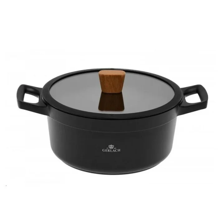 Gerlach 1760 Natur Olla De Inducción Tapa Cerámica Fondo De Tres Capas Para Estufa De Gas, Horno Eléctrico De Cerámica, 24 cm