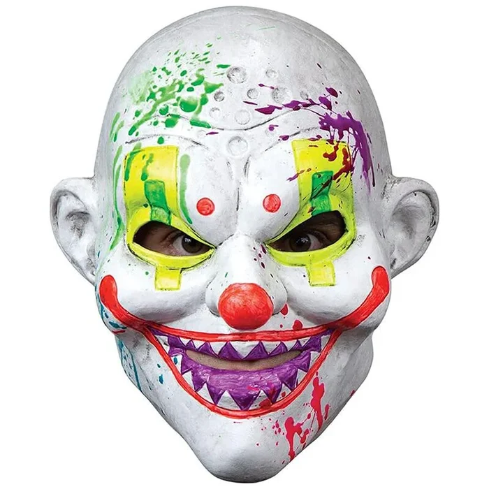 Ghoulish Productions – Máscara Payaso Gang Raf Neon, Línea Clowns, Disfraz de Látex resistente, Pintada a Mano, Halloween, Desfile de Carnaval, Fiesta de Disfraces, Talla Única Adulto.