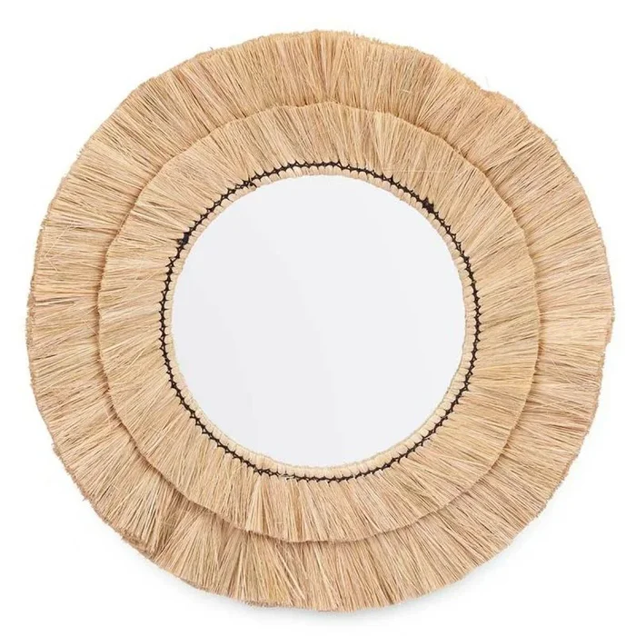 Gift Decor Espejo de Pared Marrón Cristal Hierba 57 x 57 x 3 cm