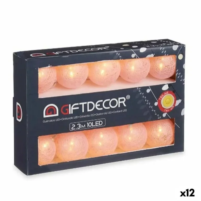 Gift Decor Guirnalda de Luces LED Bola Rosa 2,3 m (12 Unidades)