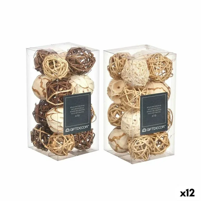 Gift Decor Set de Bolas Decorativas Blanco Marrón (12 Unidades) S3631326 – EAN: 4899888725855