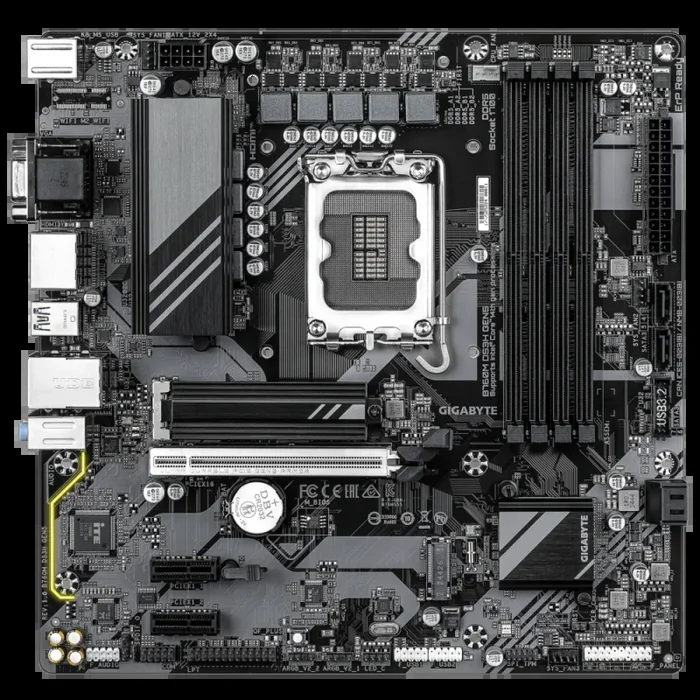 GIGABYTE B760M DS3H GEN5 Placa Base – Compatible con CPUs Intel Core 14ª generación, VRM digital de 6+2+1 fases, hasta 5600 MHz DDR5, 2 x M.2 PCIe 4.0, LAN 2.5GbE, USB 3.2 Gen2