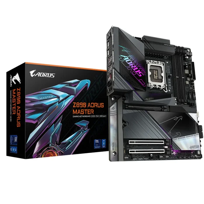 GIGABYTE Placa base Z890 AORUS MASTER – Compatible con CPUs Intel Core Ultra (Serie 2), VRM de 18+1+2 fases, hasta 9500MHz DDR5 (OC), 2xPCIe 5.0 + 3xPCIe 4.0, Wi-Fi 7, LAN 10GbE, Thunderbolt 4