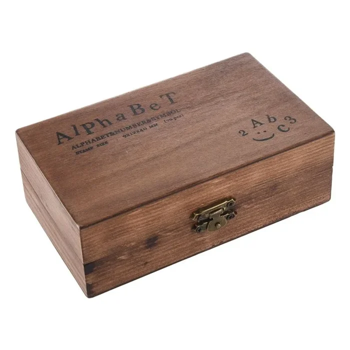 Glakyur Wooden Rubber StaBox – Sellos de estilo vintage, 70 unidades, número de letras y números StaSet