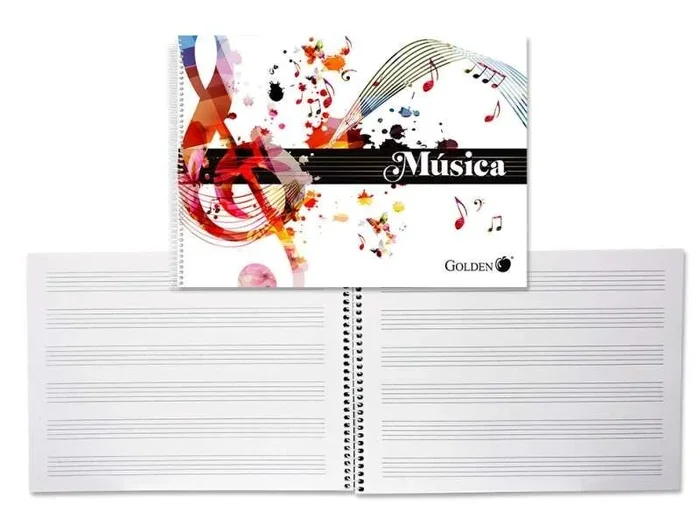 Golden cuaderno de musica – 20 hojas – interlineado de 3mm – papel de 100gr