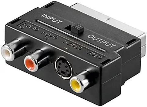 goobay 50123 – Adaptador de euroconector a vídeo compuesto y S-Video (entrada y salida, euroconector (21 pines), color negro