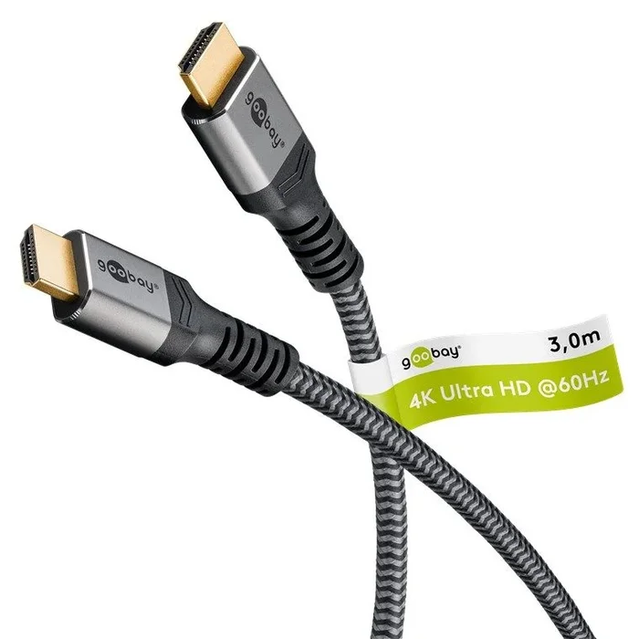 Goobay 64995 cable HDMI 3 m HDMI tipo A (Estándar) Negro, Plata