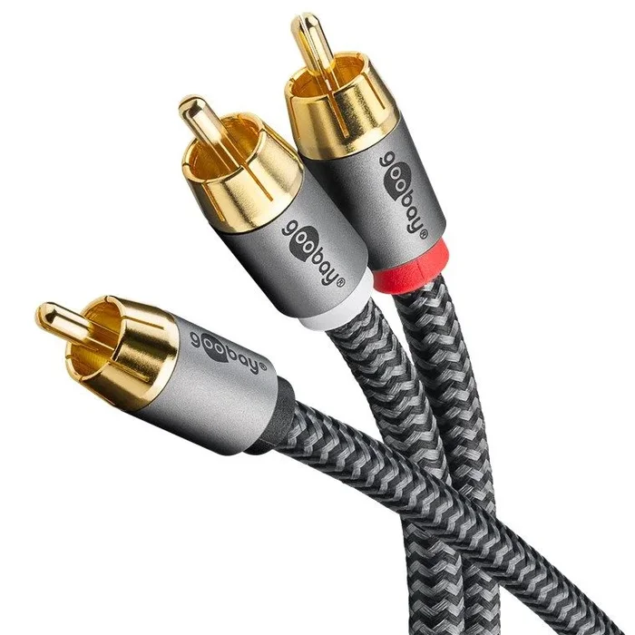 Goobay 65300 cable de audio 2 m 2 x RCA RCA Negro, Plata