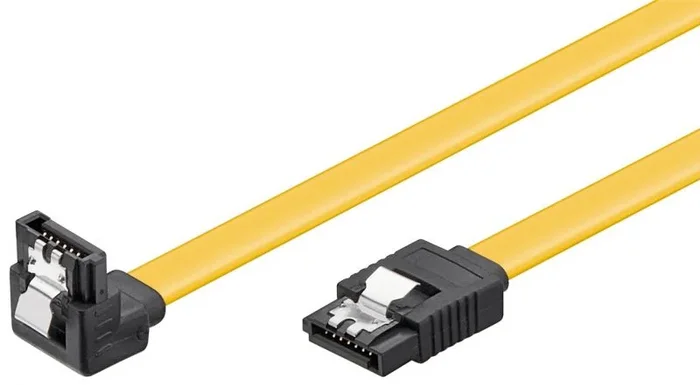 Goobay 95022 S-ATA data cable for HDD, SDD, 6 Gbits SATA L-type male to SATA L-type male 90 ° angled, 100cm