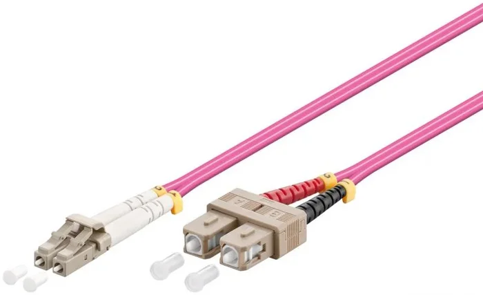 Goobay LC-SC OM4 Cable de fibra óptica e InfiniBand 3 m Rosa