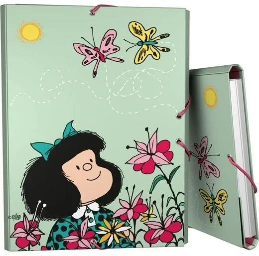 Grafoplás carpeta con gomas folio tres solapas cartón forrado mafalda primavera